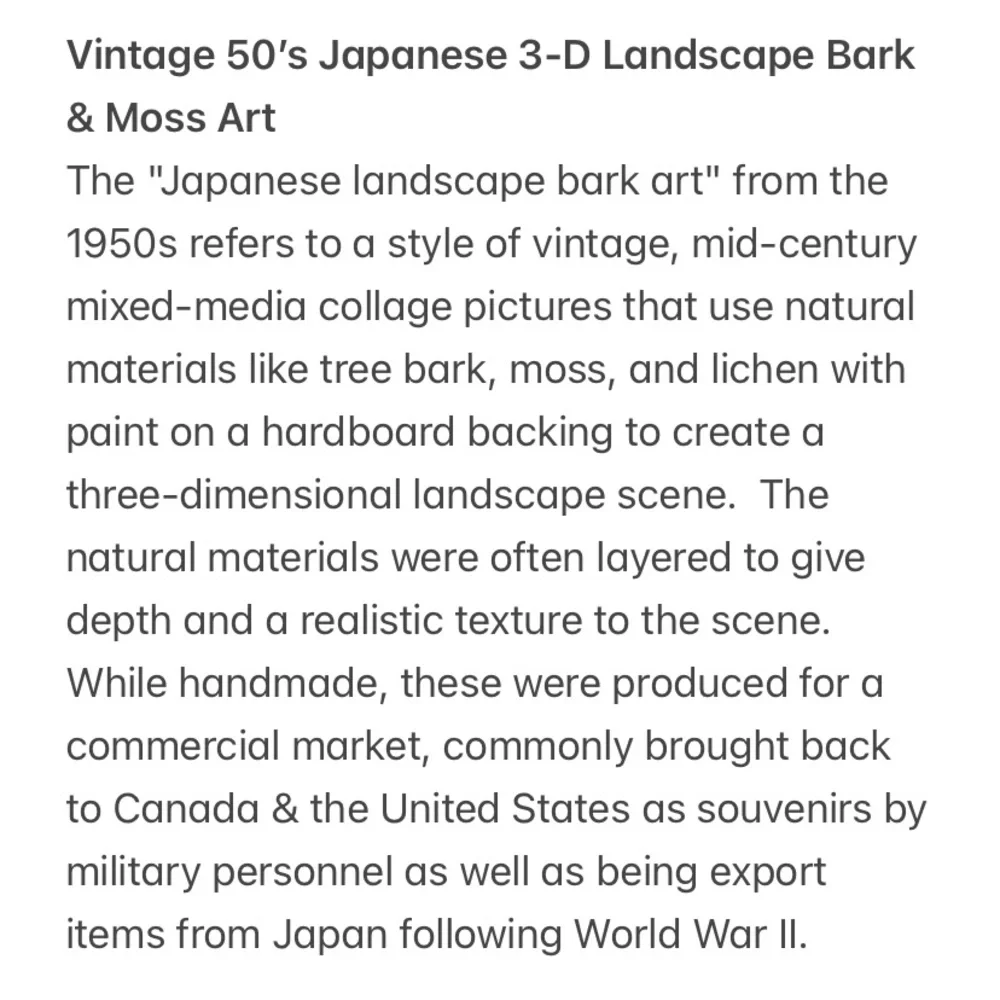 Vintage 50’s Japanese 3-D Landscape Bark & Moss Art - Picture 15 of 16